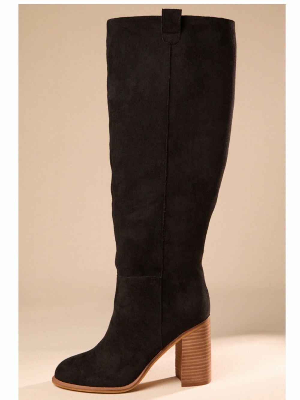 Altar'd State Black Suede Knee Block Heel Boots